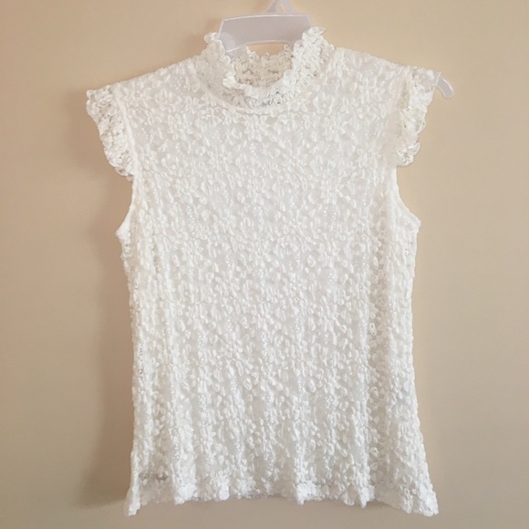 Dress Barn White Floral Lace Top - Picture 2 of 9
